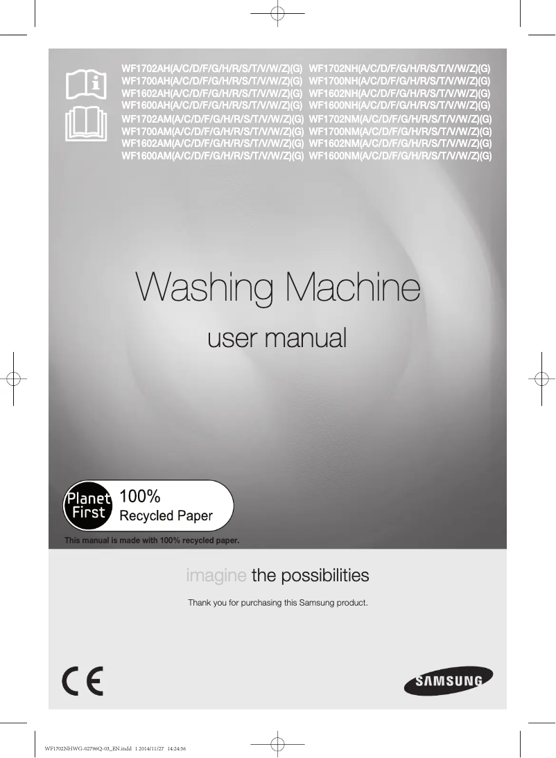 Page 1 of the manual User Manual Samsung WF1702NHW