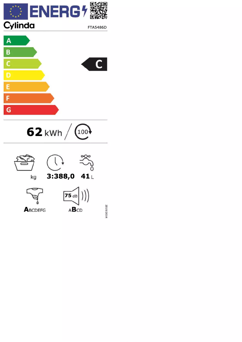 Page 1 of the manual Energy Label Cylinda FTA 5486 D