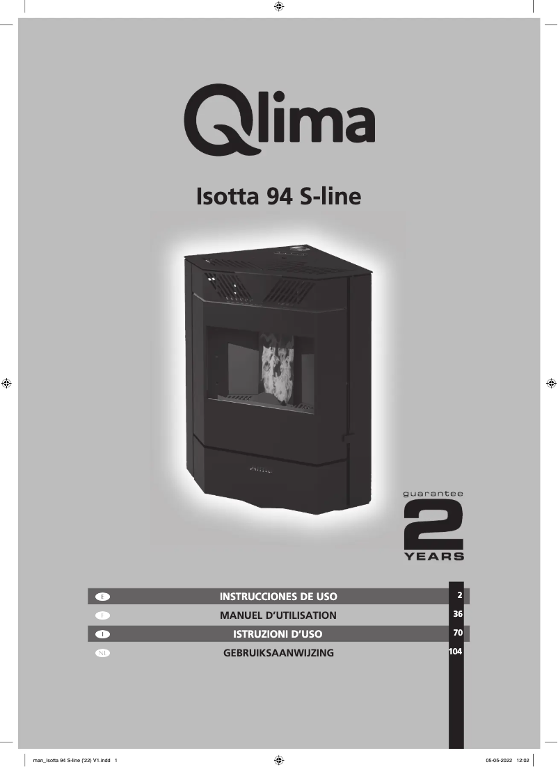 Page 1 of the manual User Manual Qlima Isotta 94 S-line