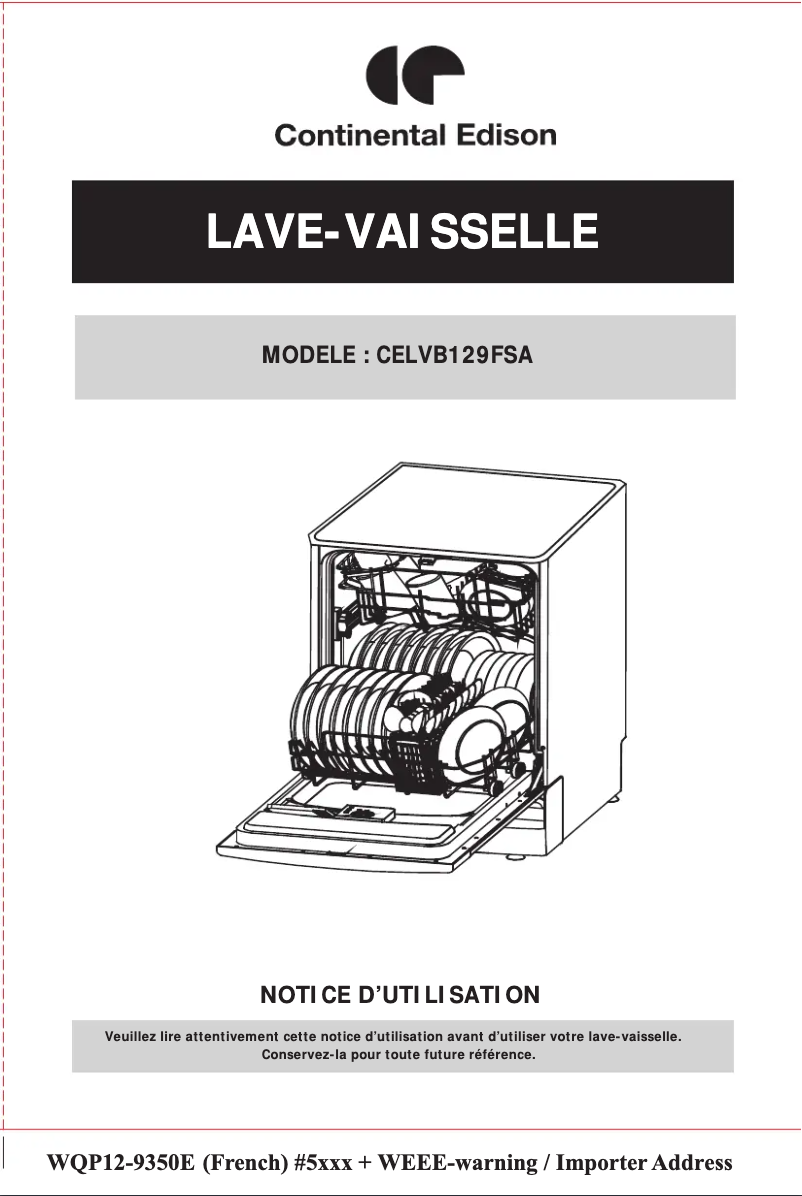 First page image of the manual for CELVB129FSA