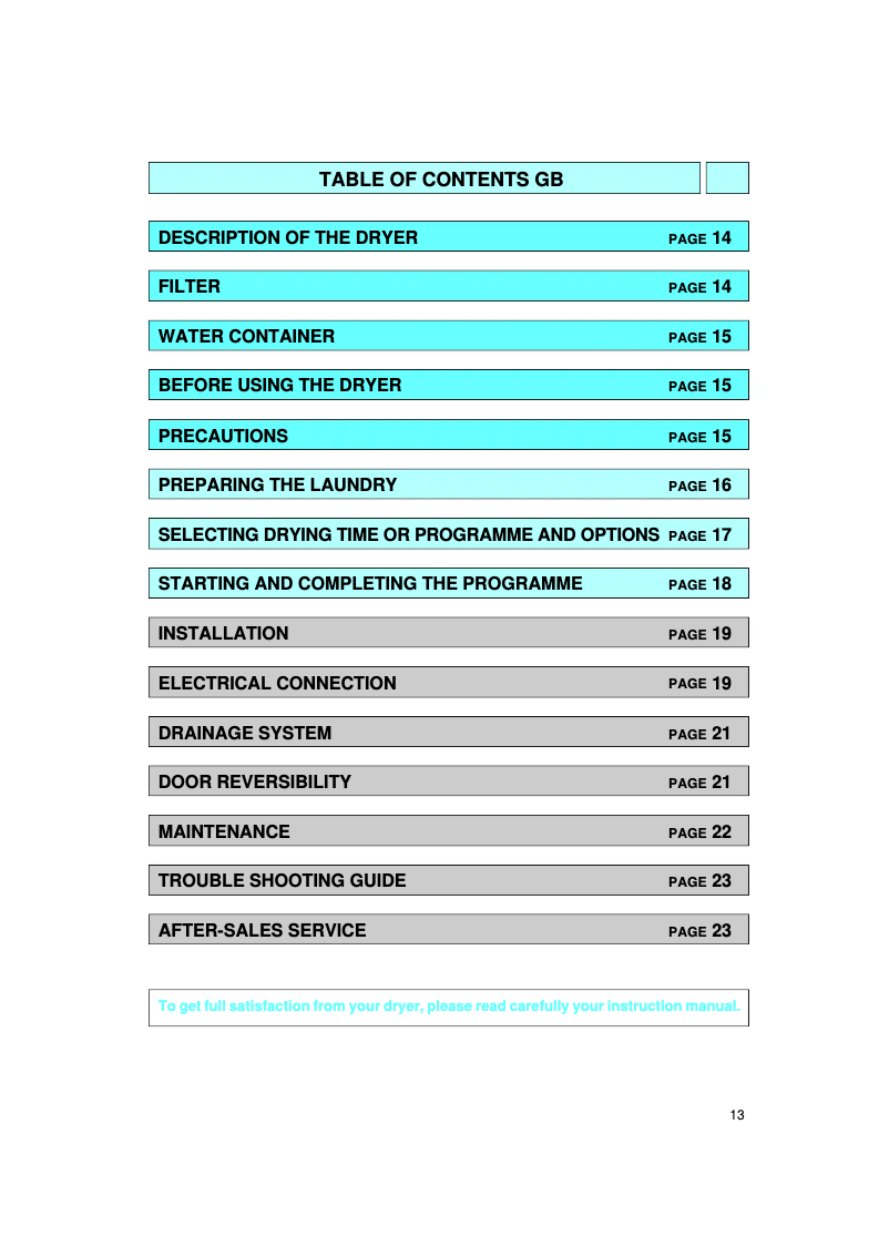 Page 1 of the manual User Manual Bauknecht TRK symphony