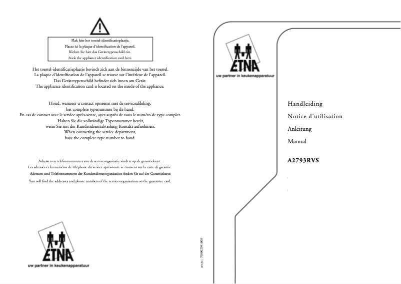 First page image of the manual for A2793