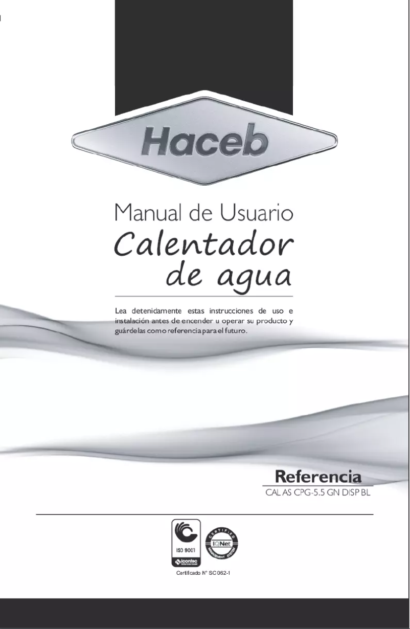 Page 1 of the manual User Manual Haceb Assento CPG-5.5TN GN DISP BL