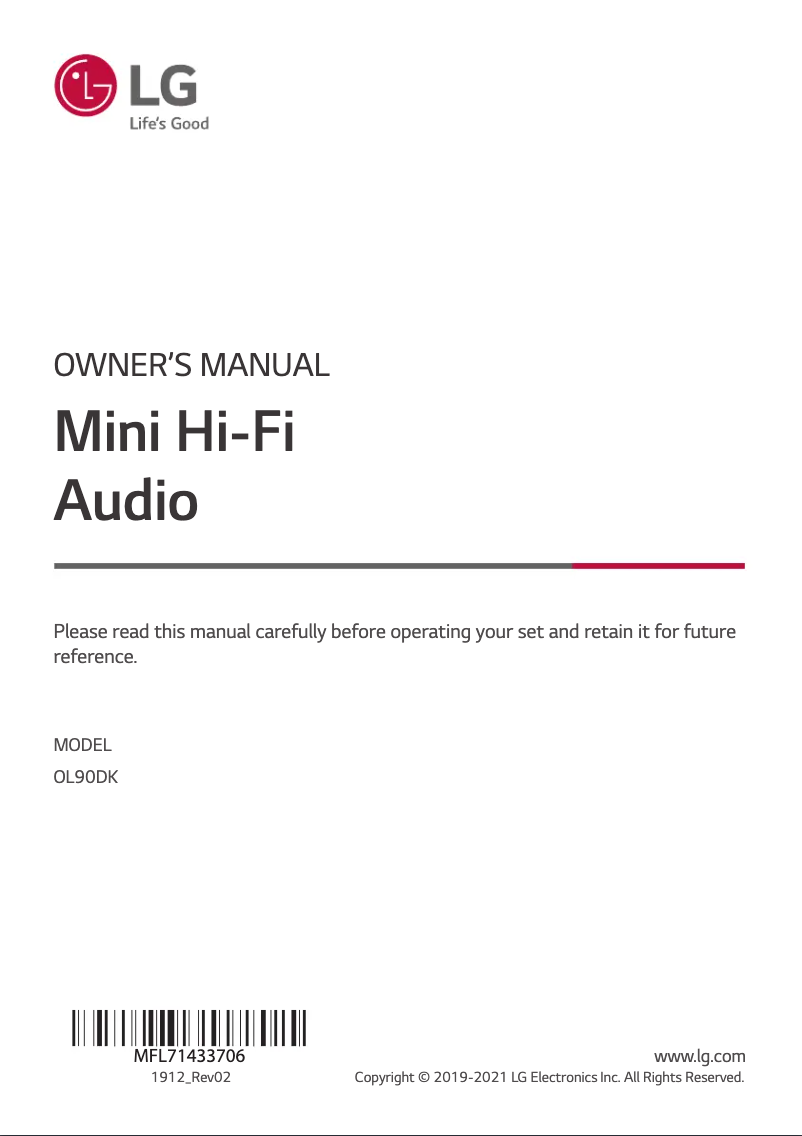 First page image of the manual for OL90DK