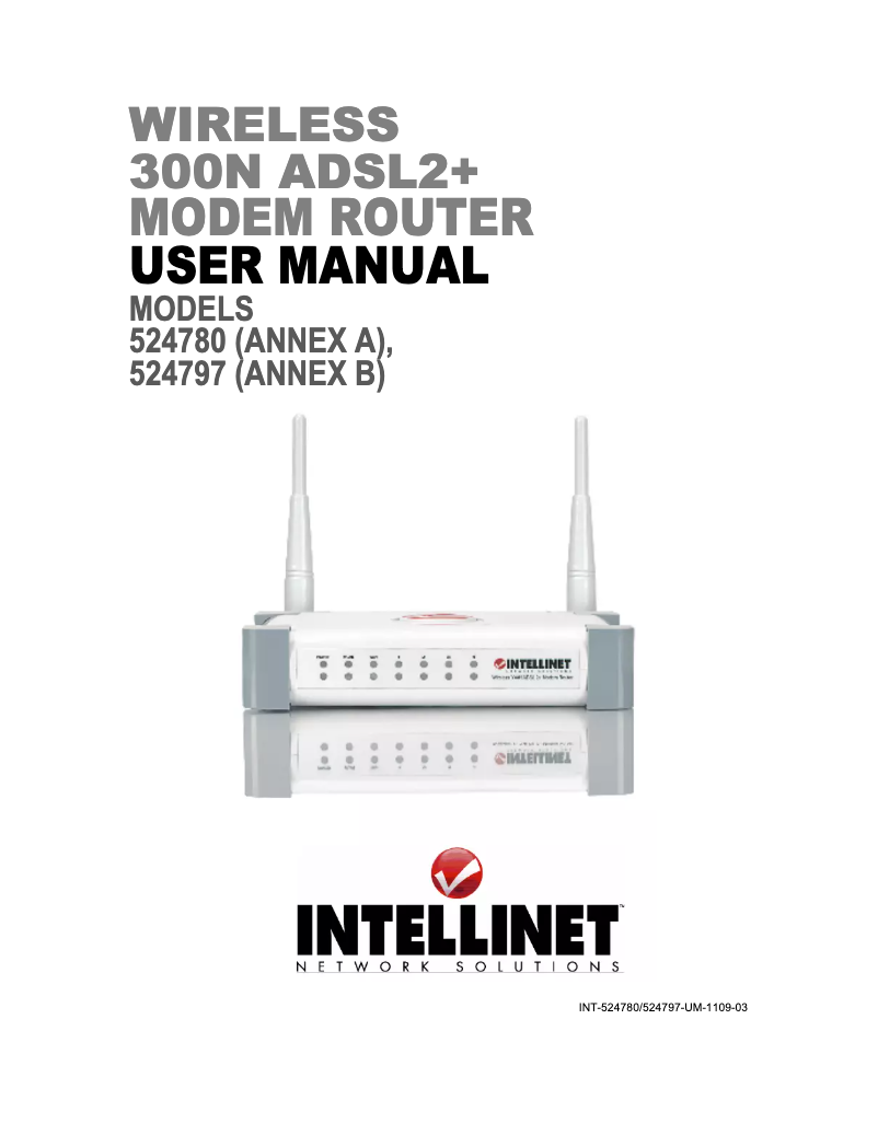First page image of the manual for Wireless 300N ADSL2+ 524780