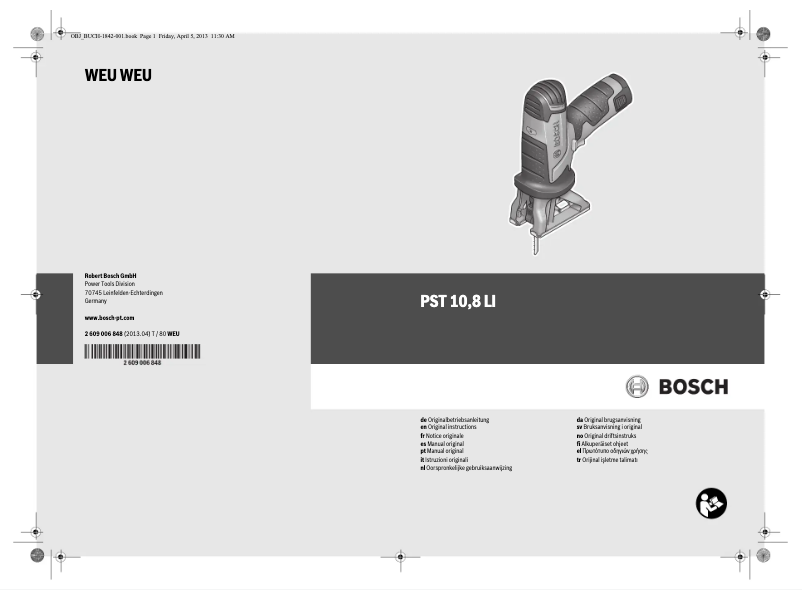 First page image of the manual for PST 10,8 LI