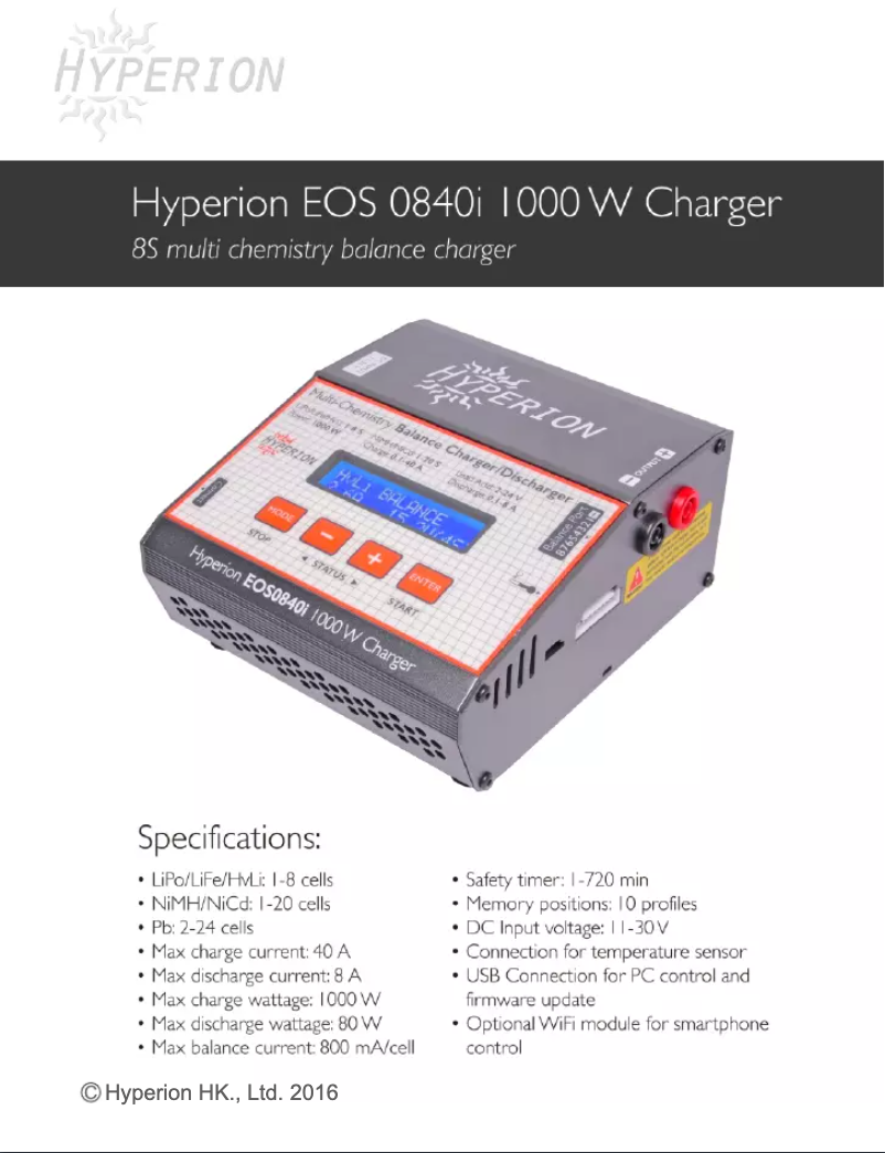 First page image of the manual for EOS 0840i 8S DC Charger