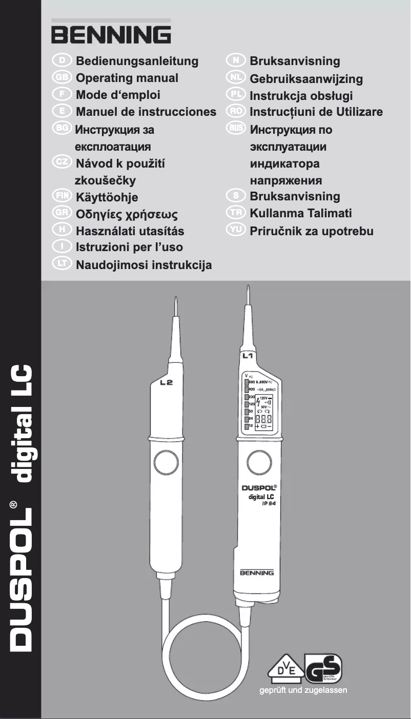 First page image of the manual for DUSPOL Digital LC
