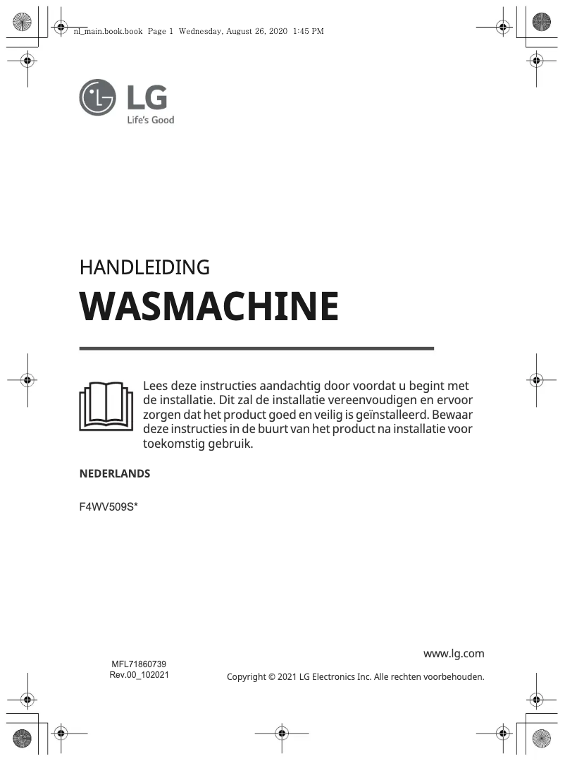 First page image of the manual for F4WV509S1H