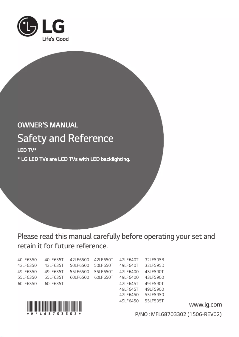 First page image of the manual for 43LF6350