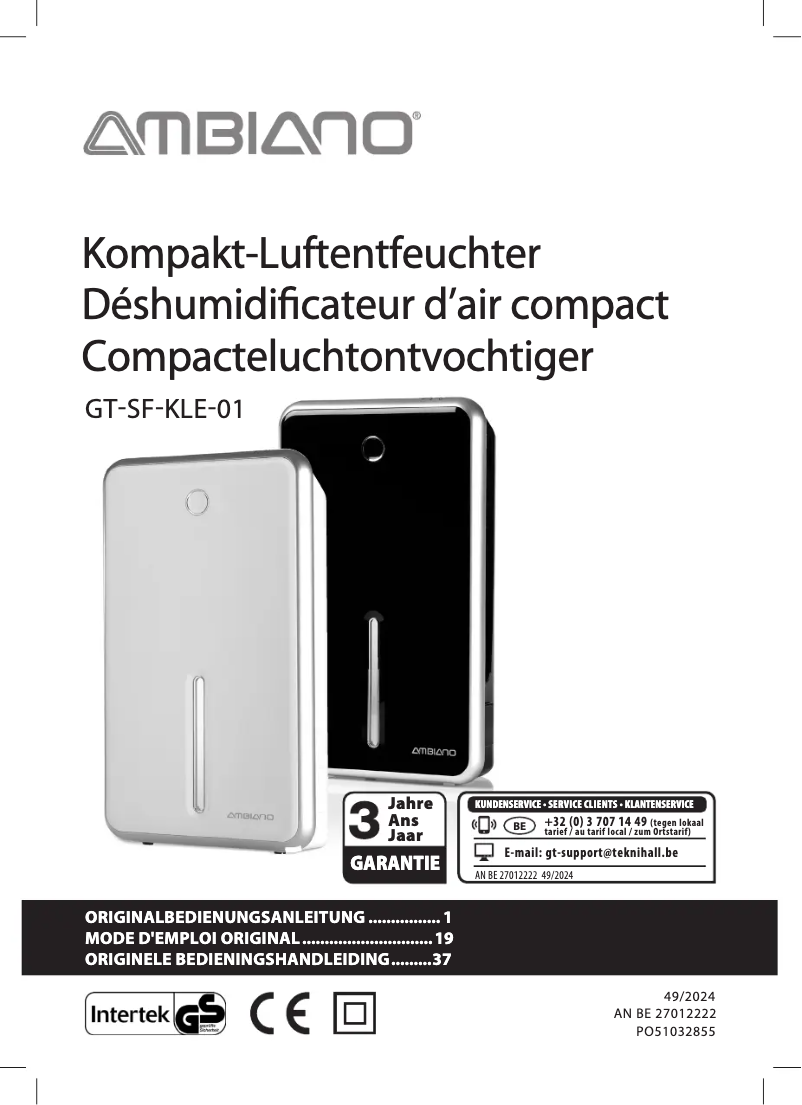 Page 1 of the manual User Manual Ambiano GT-SF-KLE-01