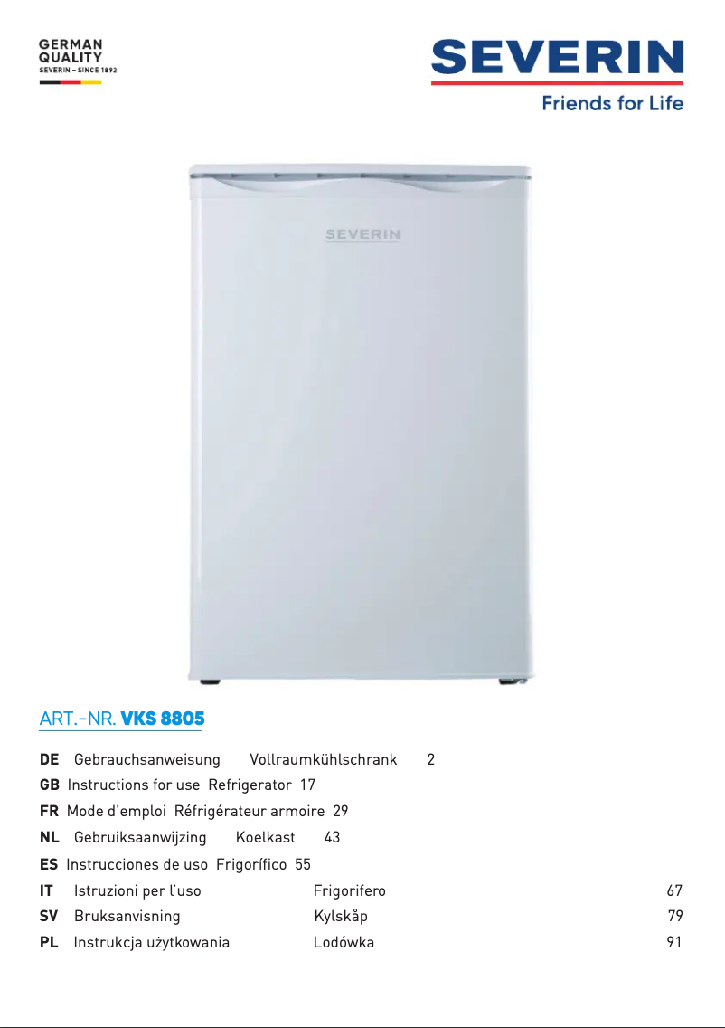 First page image of the manual for VKS 8805