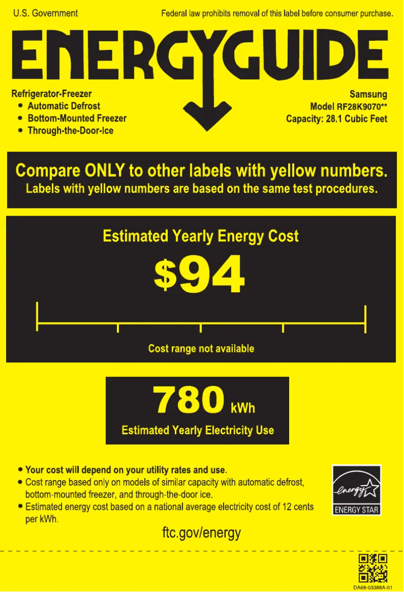 Page 1 of the manual Energy Label Samsung RF28K9070SR