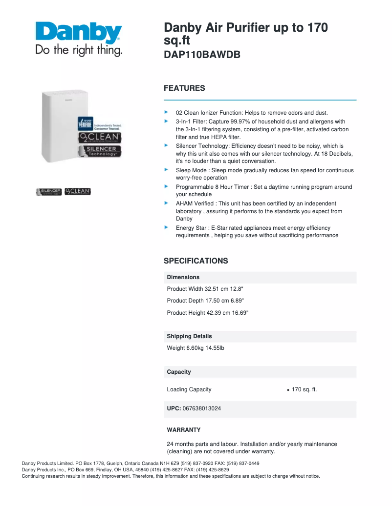 First page image of the manual for DAP110BAWDB