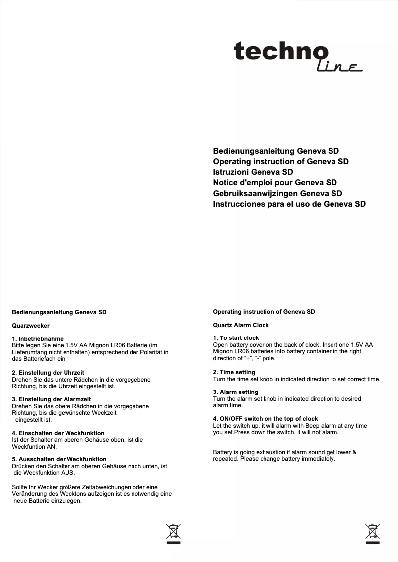 First page image of the manual for Geneva SD