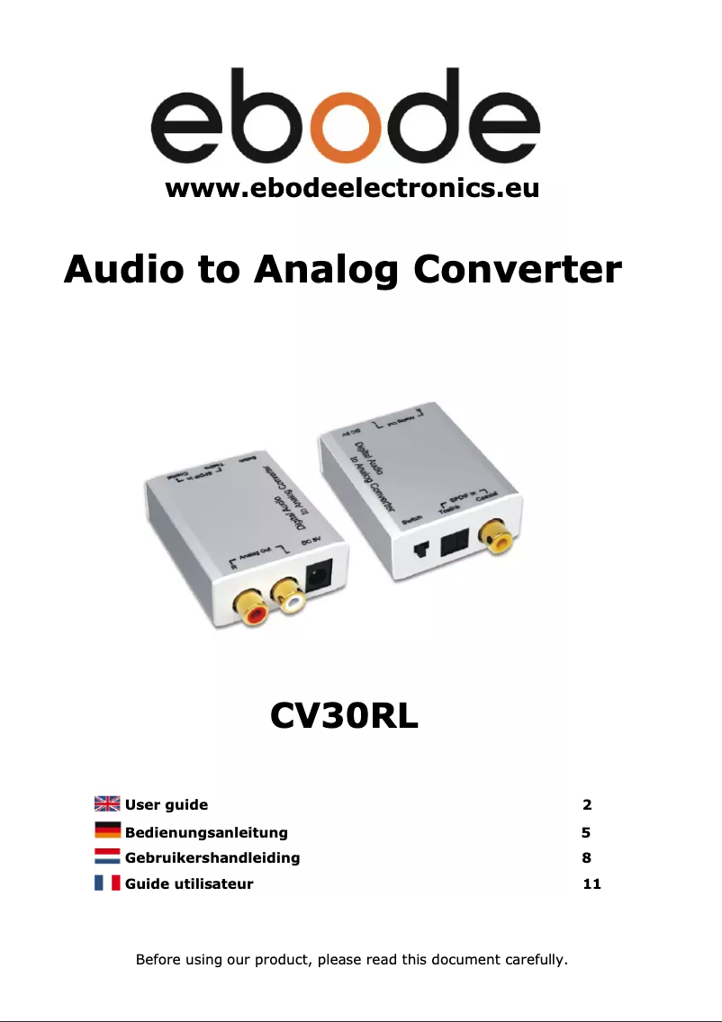 Page 1 of the manual User Manual ebode CV30RL