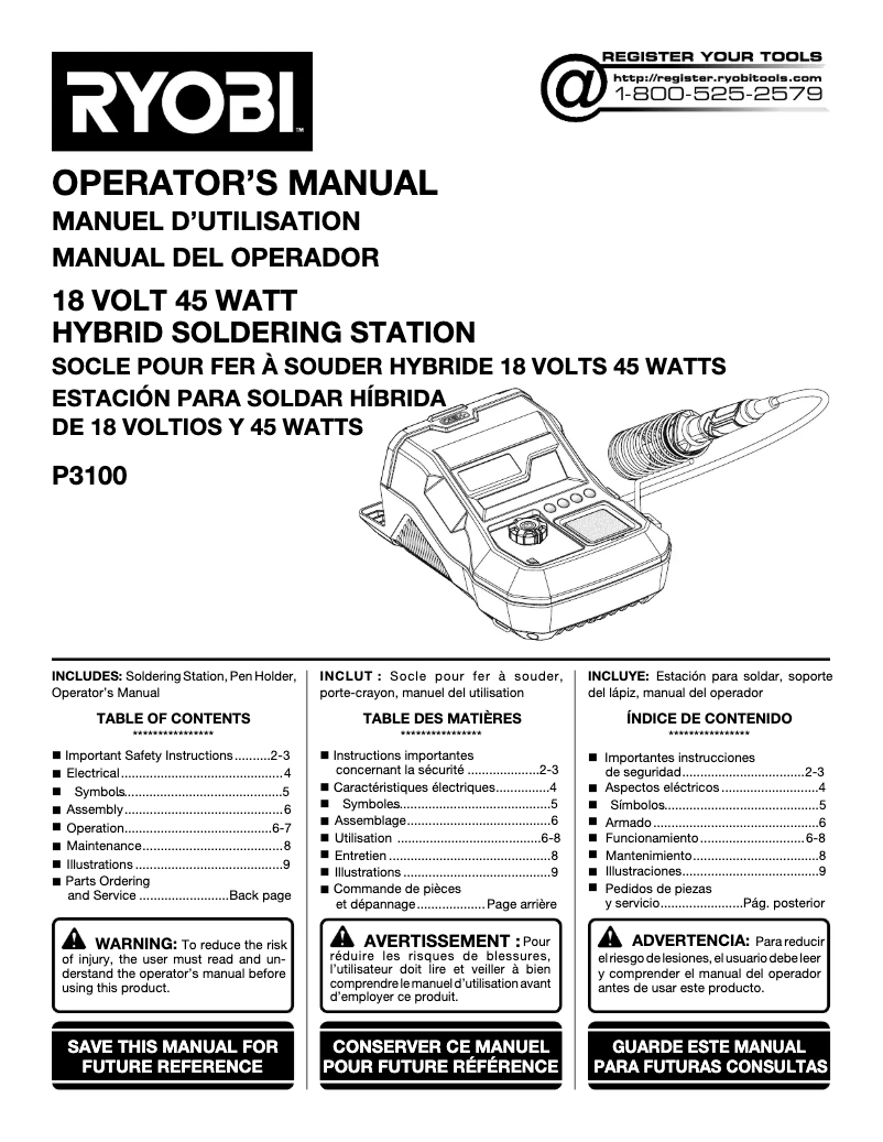 First page image of the manual for P3100