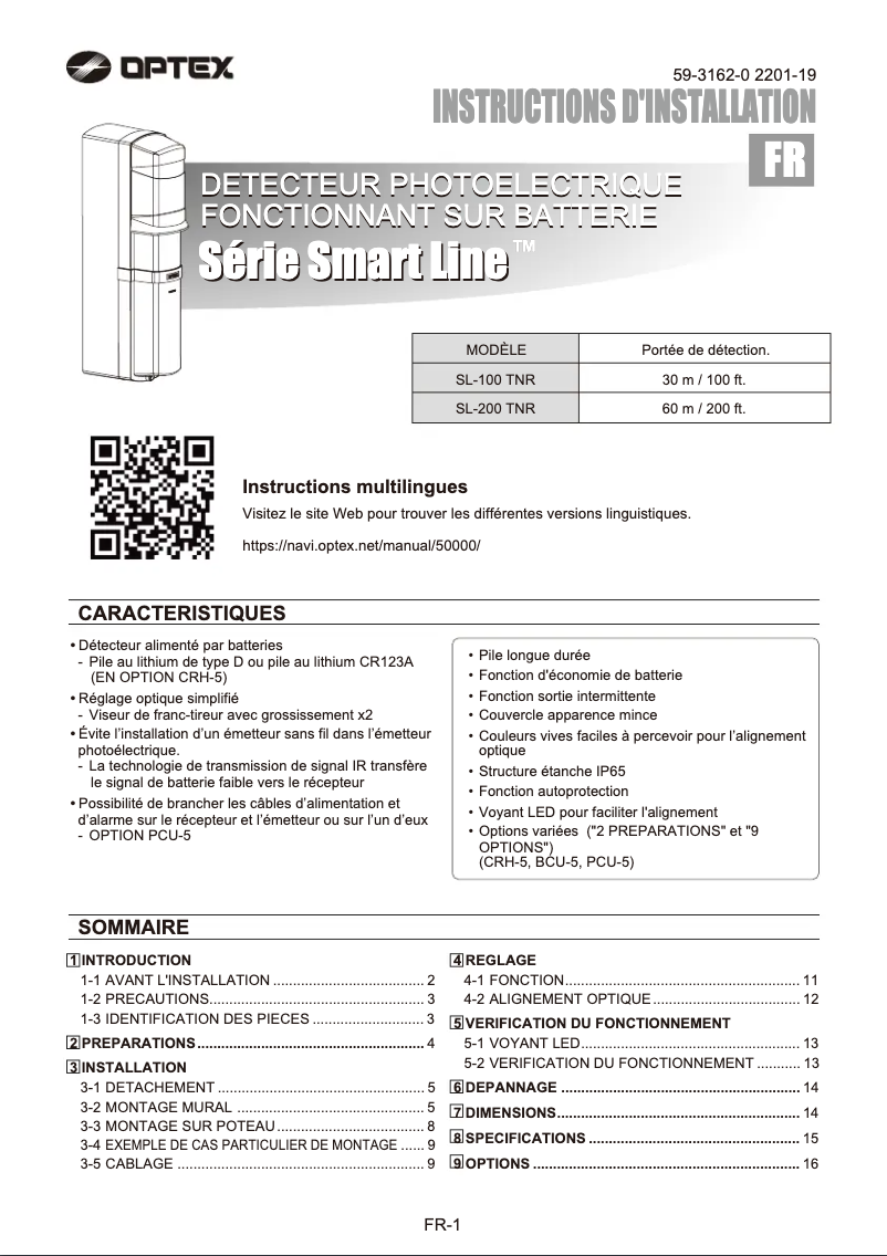 First page image of the manual for SL-100TNR