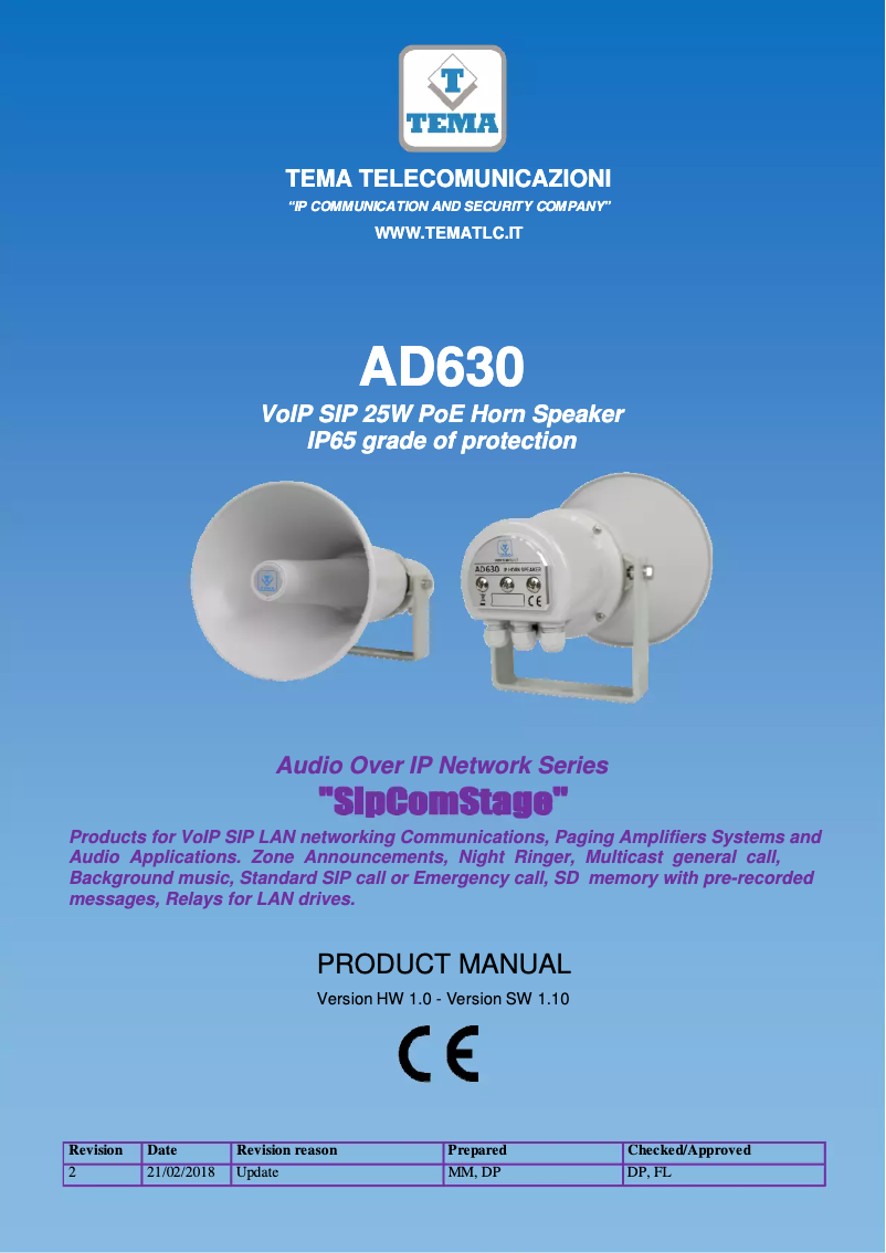 First page image of the manual for AD630