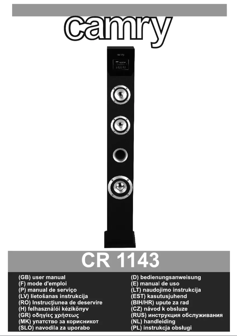 Page 1 of the manual User Manual Camry CR 1143