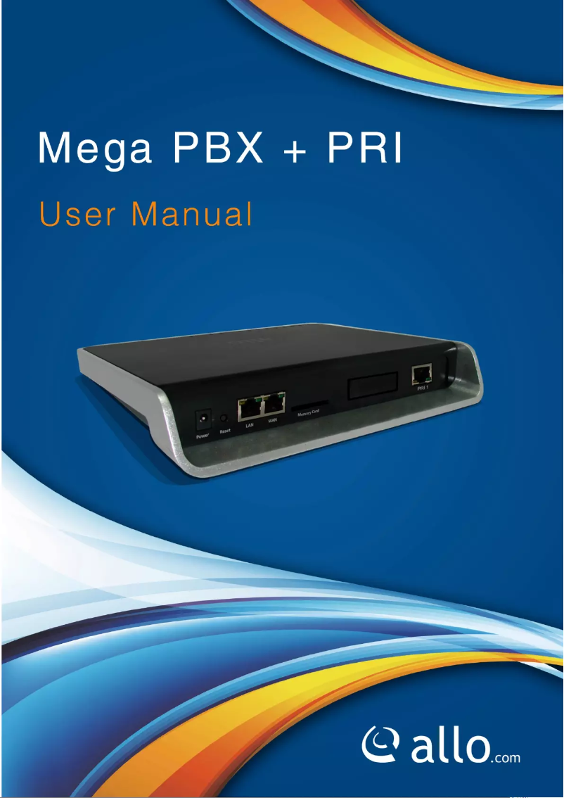 Page 1 of the manual User Manual ALLO PBX Mega