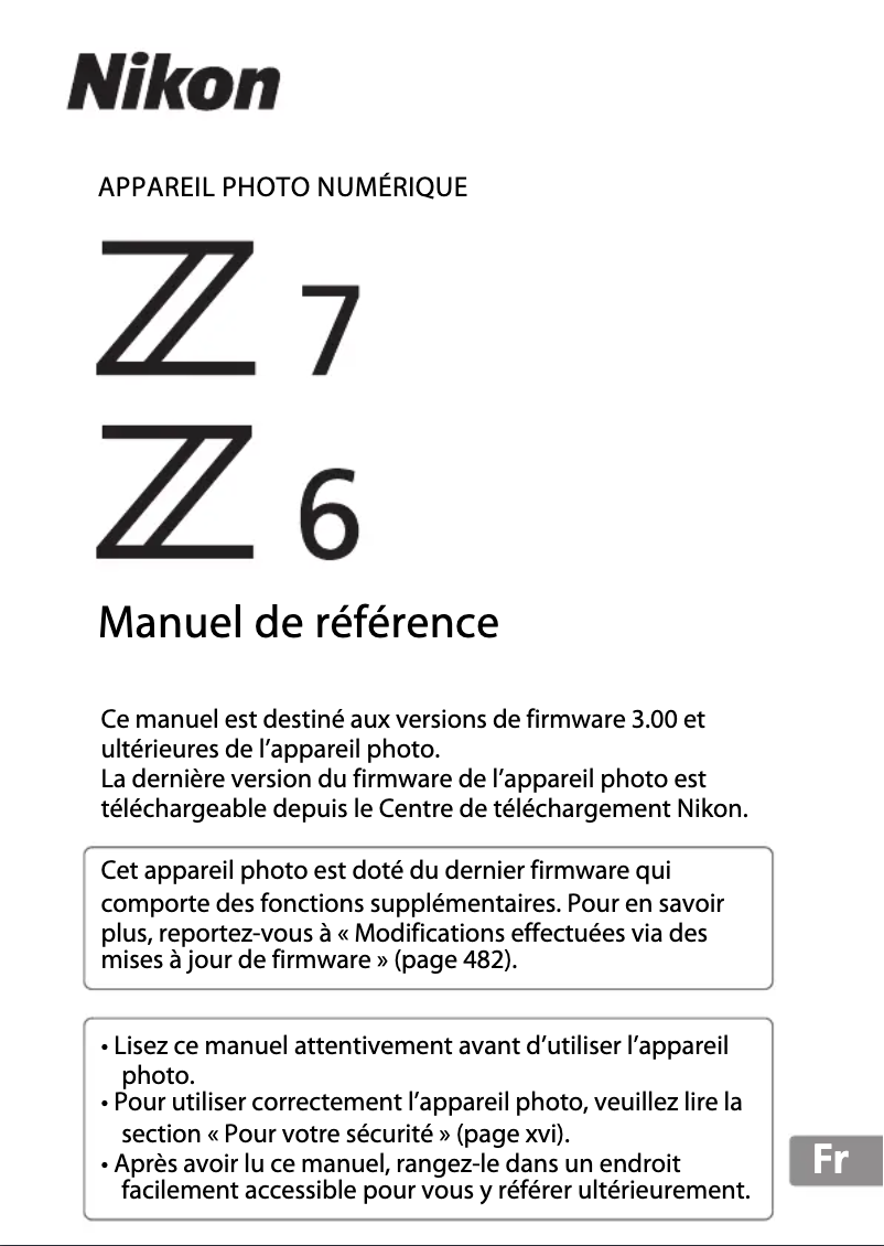 Page 1 of the manual User Manual Nikon Z6