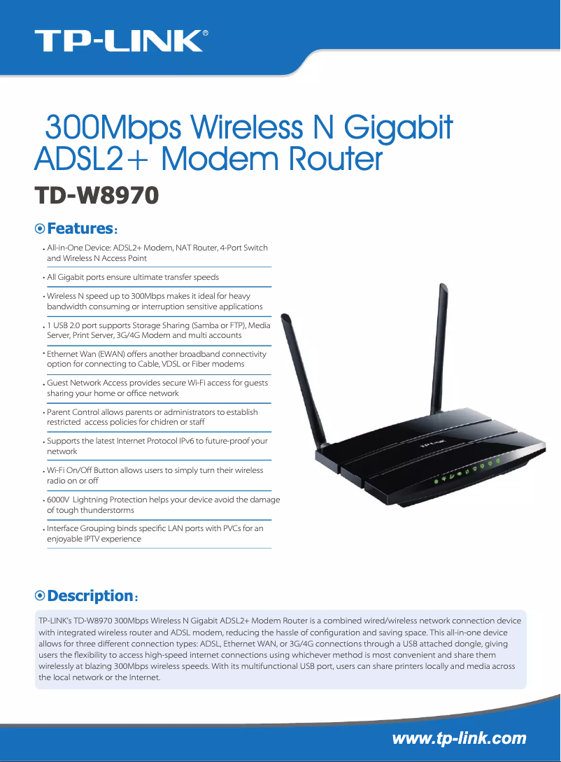 First page image of the manual for TD-W8970