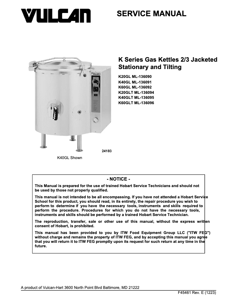 First page image of the manual for K60GLT