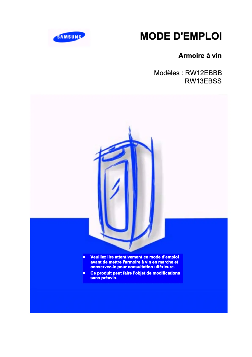 First page image of the manual for RW13EBSS