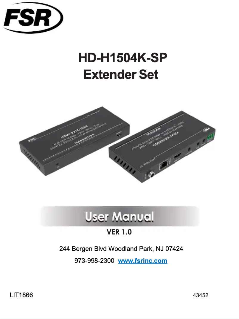 Page 1 of the manual User Manual FSR HD-H1504K-SP