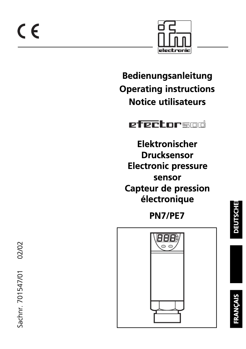 Page 1 of the manual User Manual IFM PN7022