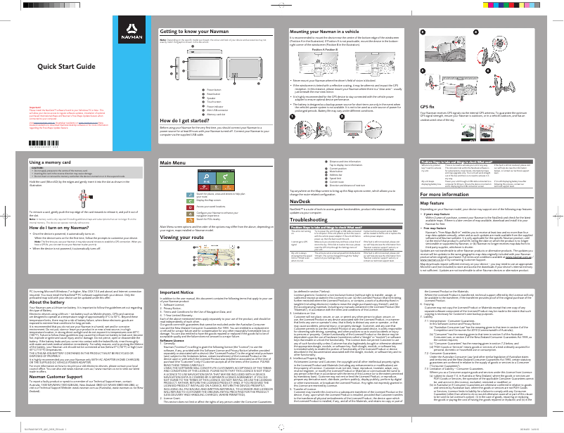Page 1 of the manual Quick Start Guide Navman MOVE100