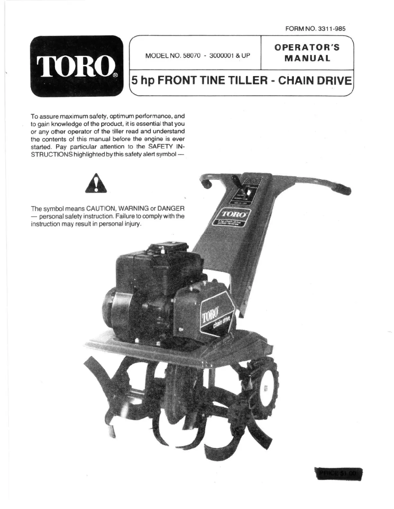 Page 1 of the manual User Manual Toro 58070