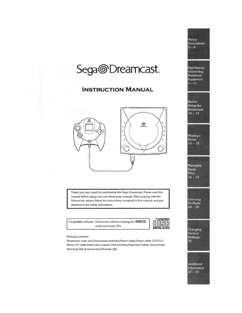 Image de la première page du manuel de l'appareil Dreamcast