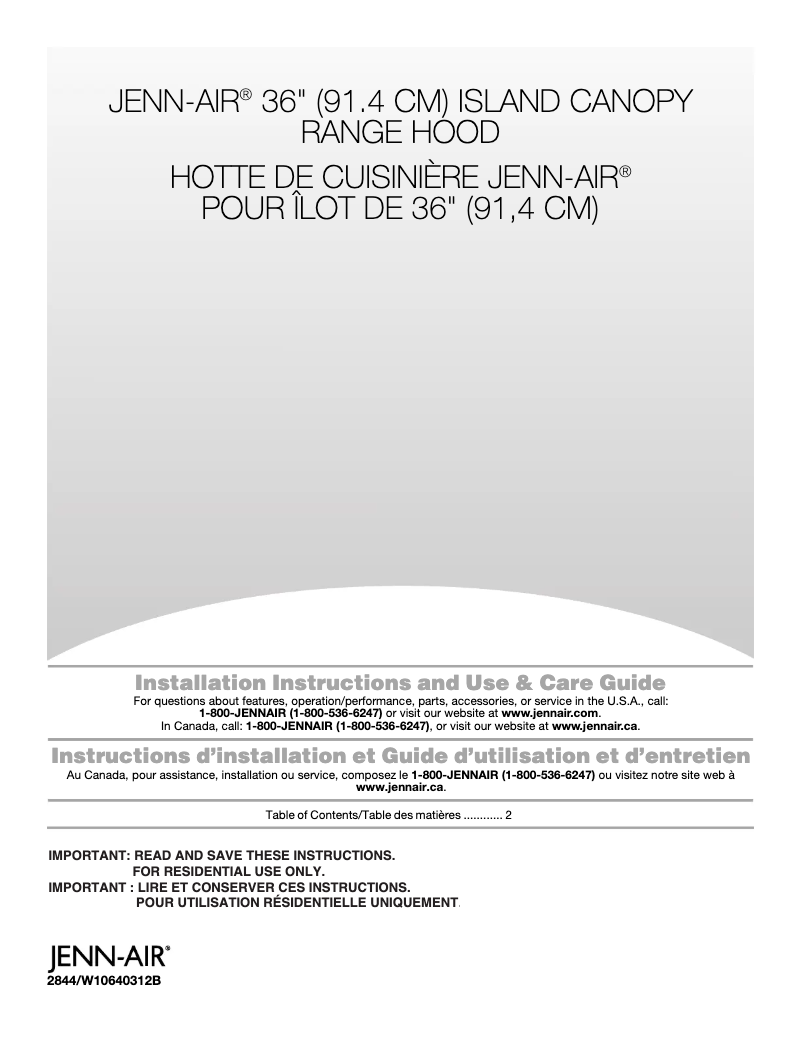 Page 1 de la notice Manuel d'utilisation et d'entretien Whirlpool JXI8936DS