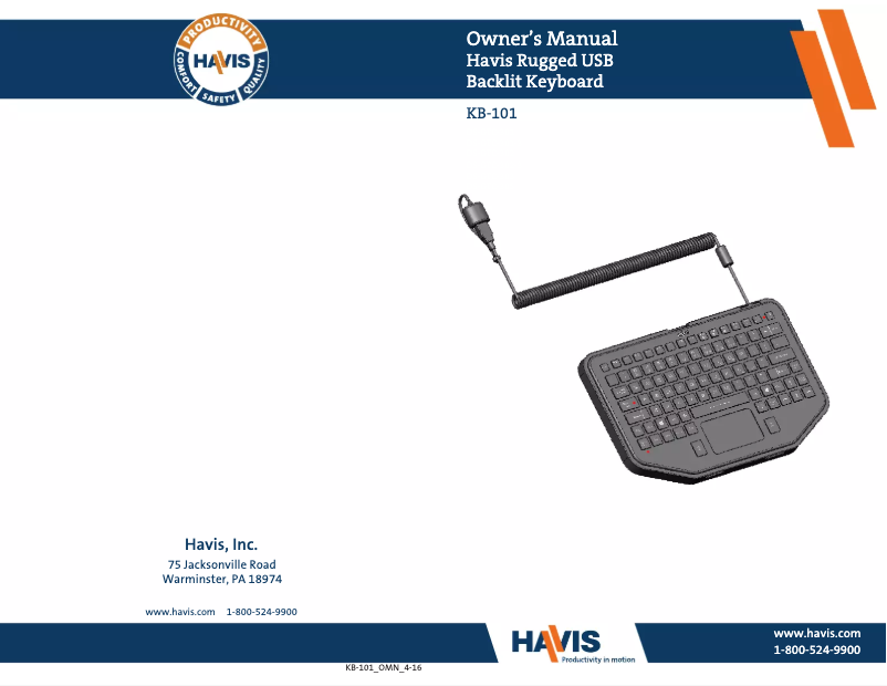 First page image of the manual for KB-101