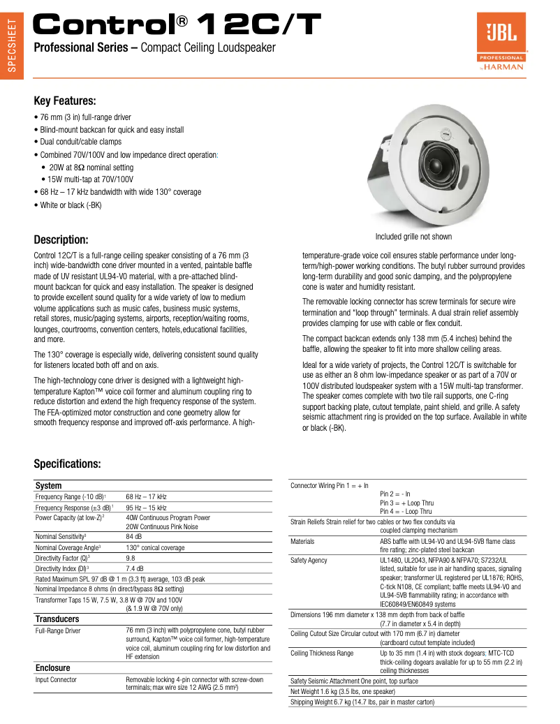 First page image of the manual for Control 12C/T
