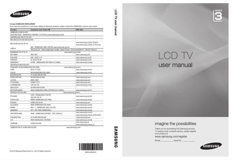 Page 1 of the manual User Manual Samsung LE26C350D1W