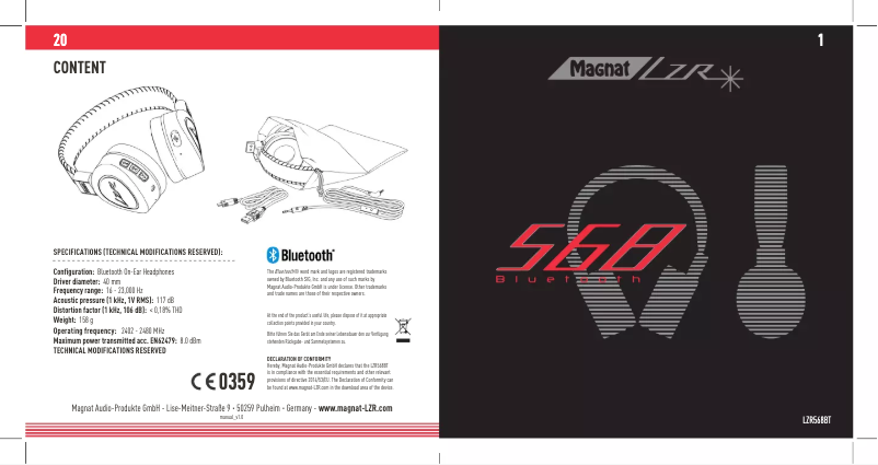 First page image of the manual for LZR 568 BT