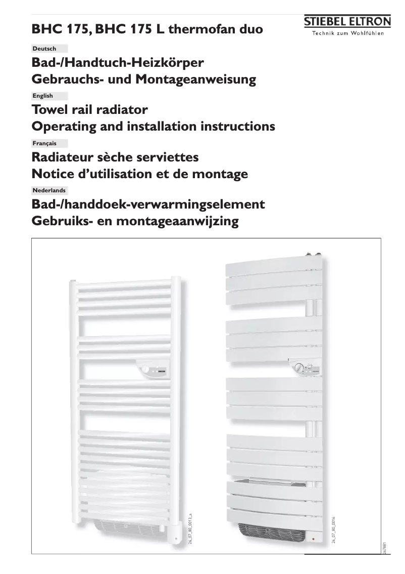 Page 1 of the manual User Manual Stiebel Eltron Thermofan Duo BHC 175