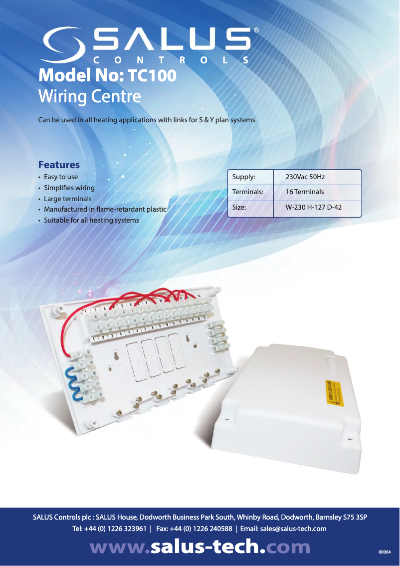Page 1 of the manual Technical Sheet Salus TC100