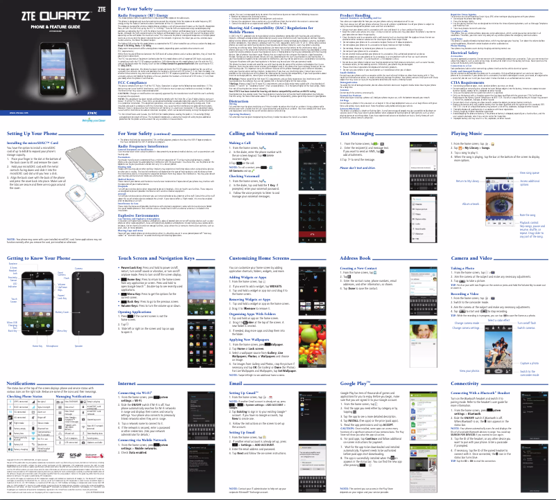 Page 1 of the manual User Manual ZTE Quartz