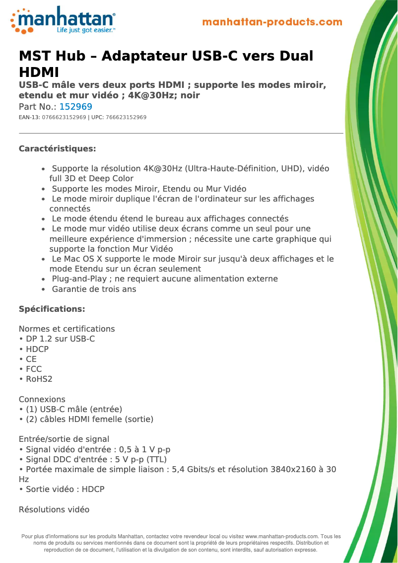 First page image of the manual for 152969