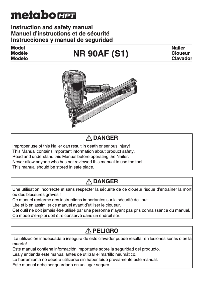 First page image of the manual for NR90AF(S1)