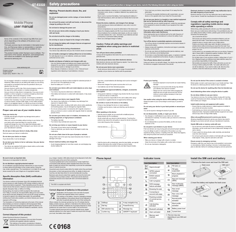 First page image of the manual for Ch@t 222