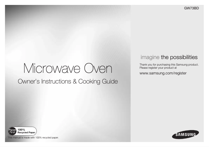 Page 1 of the manual User Manual Samsung GW73BD