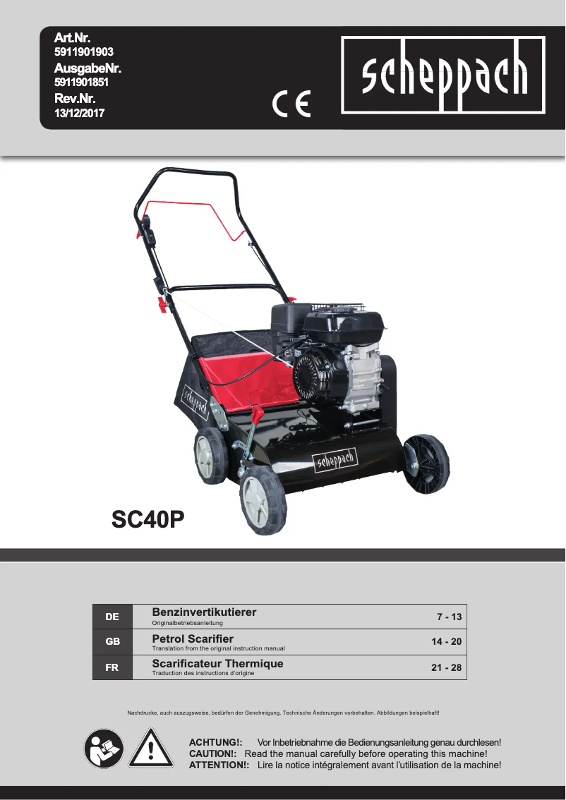 First page image of the manual for SC40P
