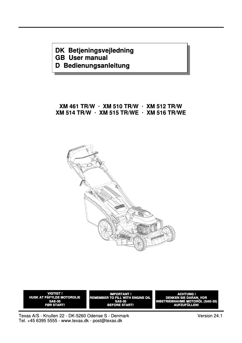 First page image of the manual for XM 515TR/WE
