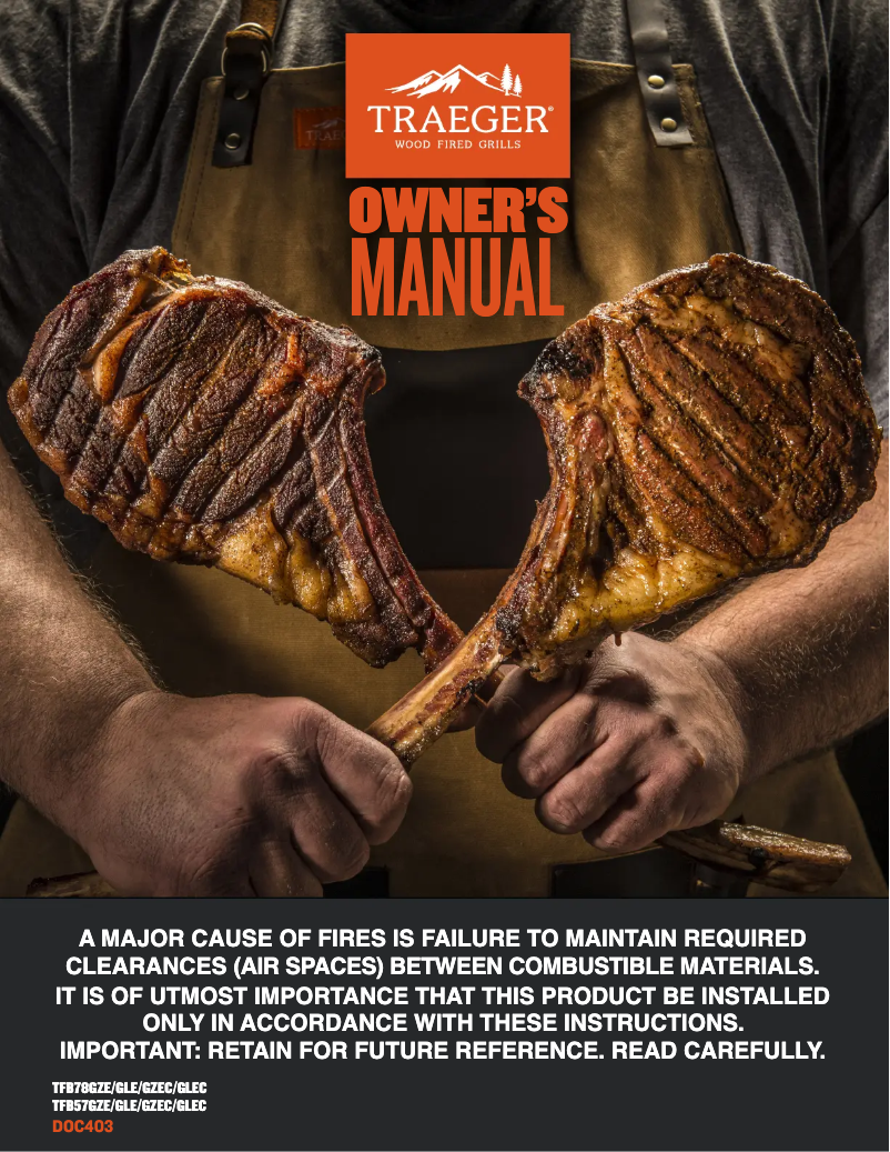 Page 1 of the manual User Manual Traeger Pro 575