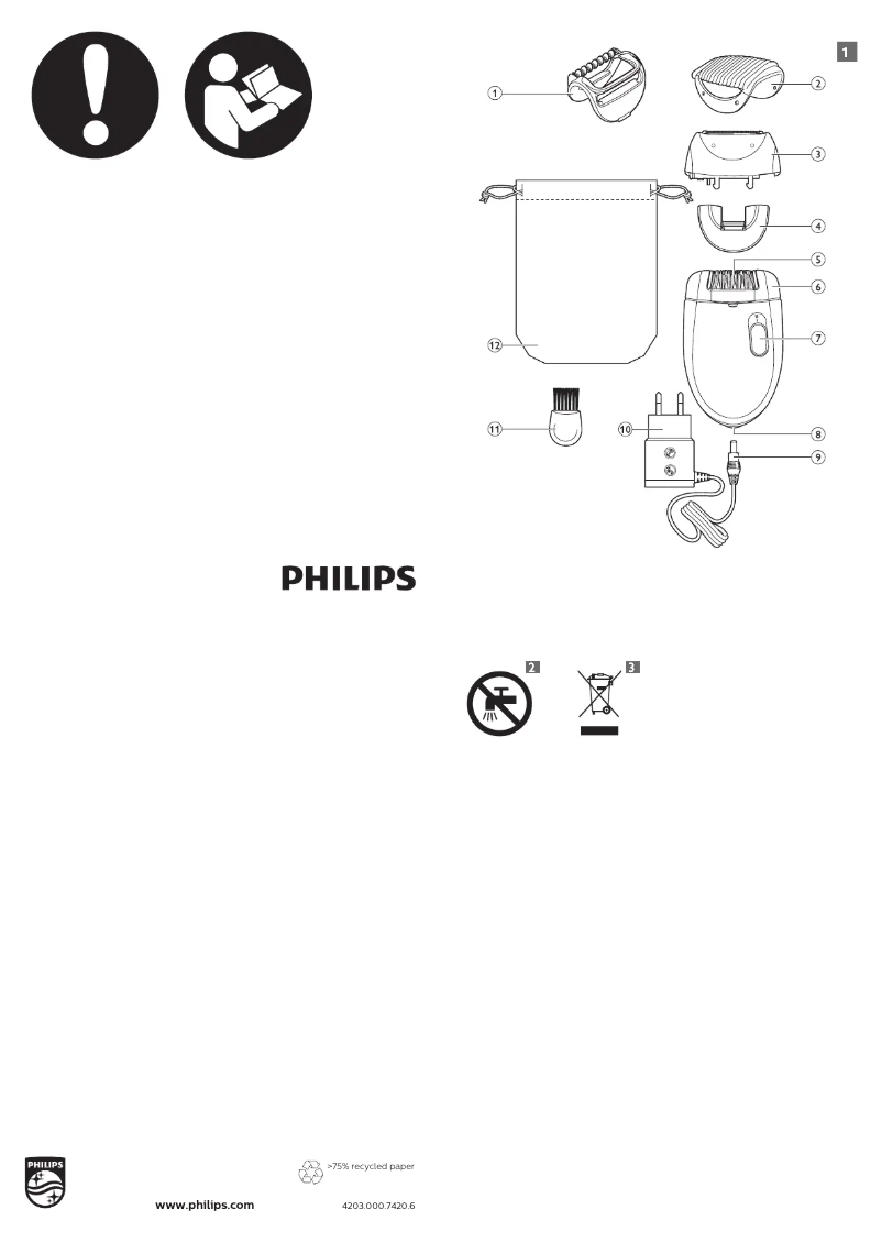 First page image of the manual for Satinelle Essential HP6423